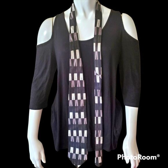 Giorgio Brutini Black, Gray, & White Silk Tie - Picture 1 of 5